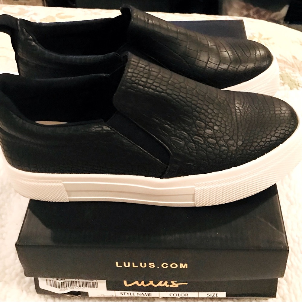 Black Croc slip-on shoes,  new see all pictures